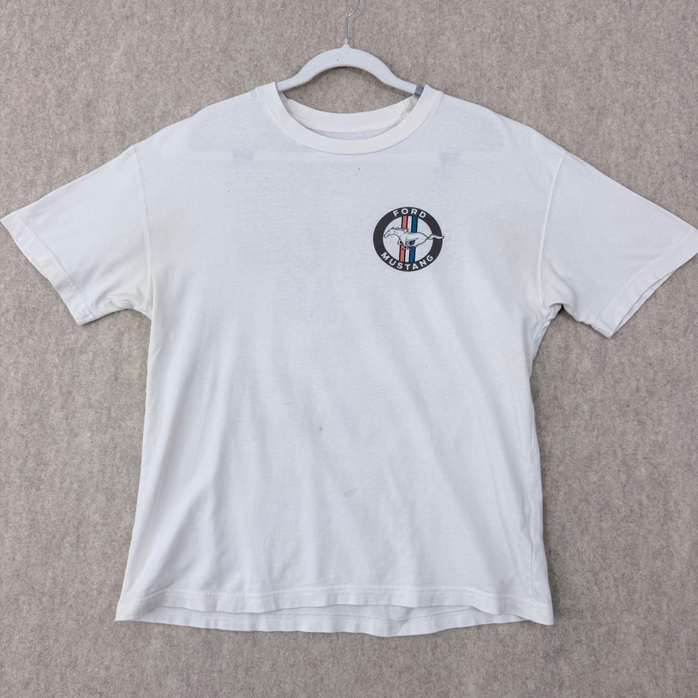 Abercrombie & Fitch Ford Mustang Graphic T-Shirt Mens Small White Cotton Vintage